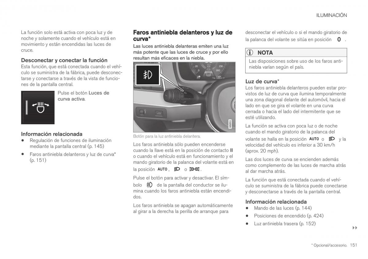 Volvo XC40 manual del propietario / page 153