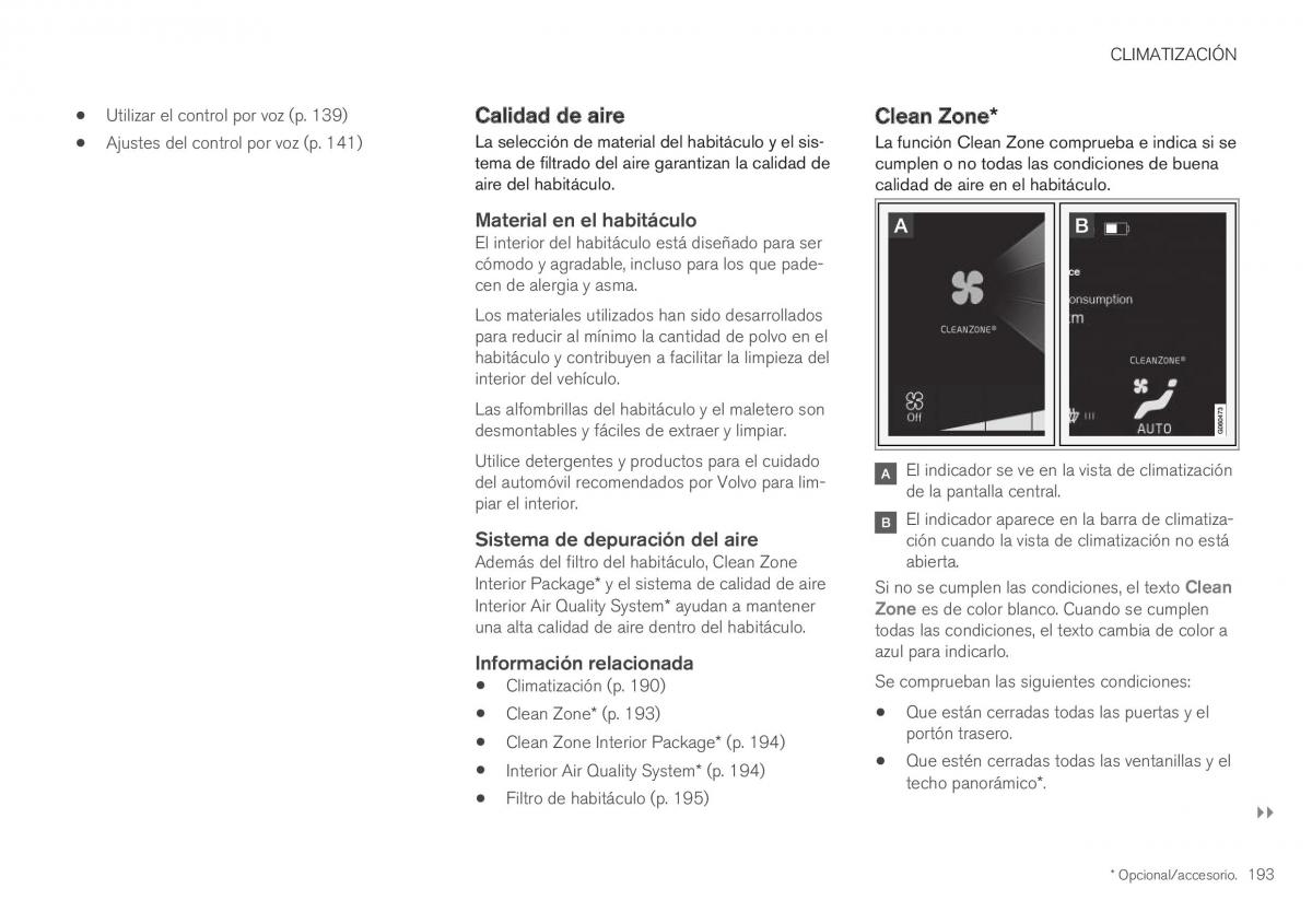 Volvo XC40 manual del propietario / page 195