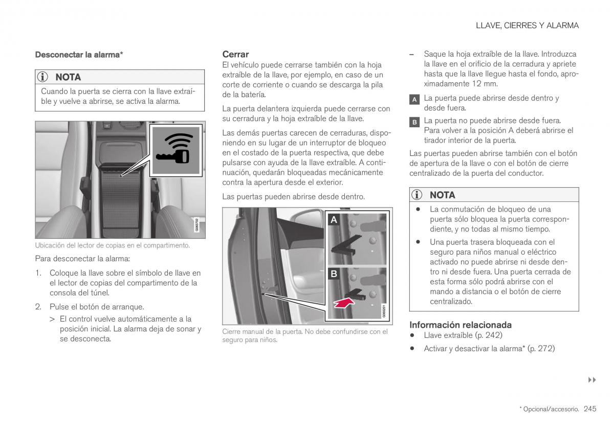 Volvo XC40 manual del propietario / page 247