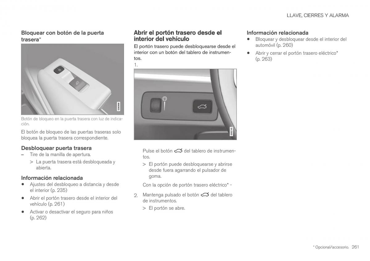 Volvo XC40 manual del propietario / page 263