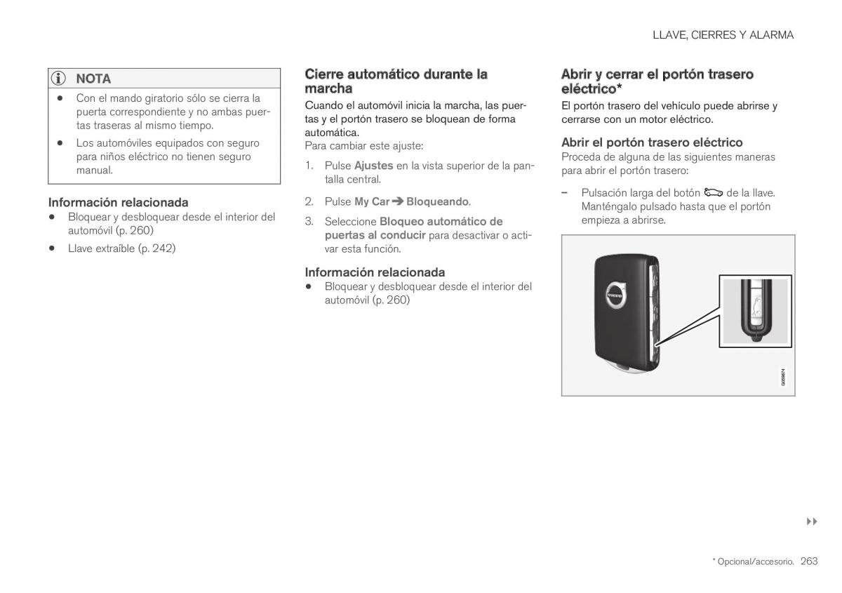 Volvo XC40 manual del propietario / page 265