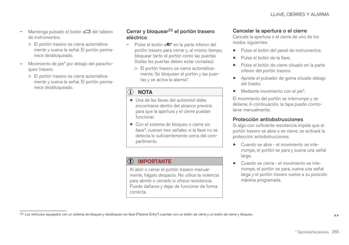 Volvo XC40 manual del propietario / page 267