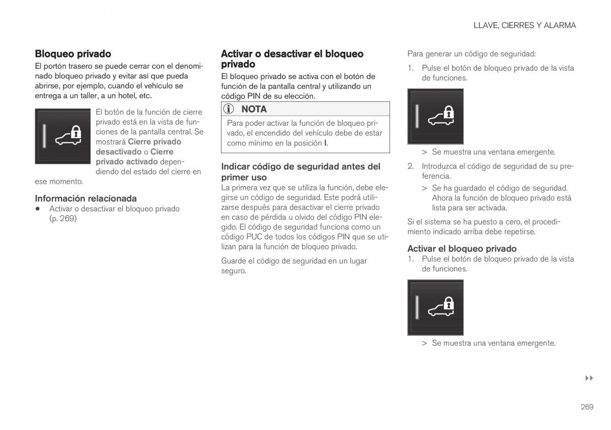 Volvo XC40 manual del propietario / page 271