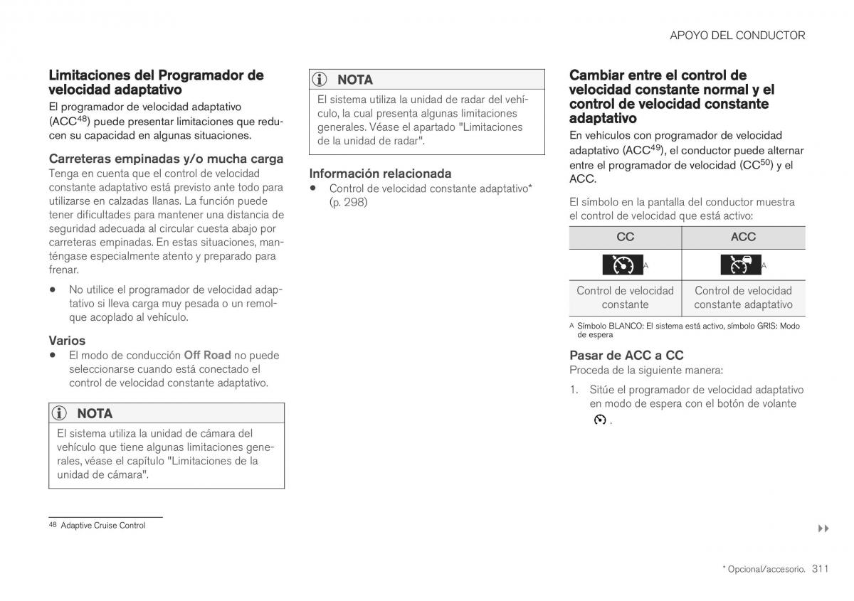 Volvo XC40 manual del propietario / page 313