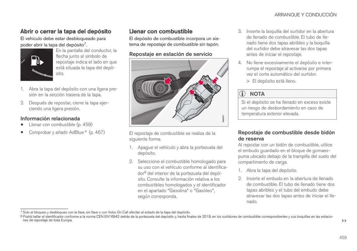 Volvo XC40 manual del propietario / page 461