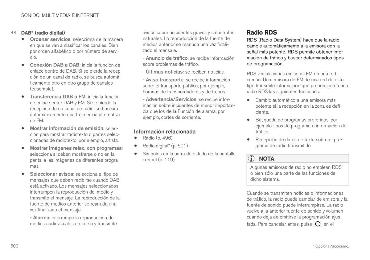 Volvo XC40 manual del propietario / page 502