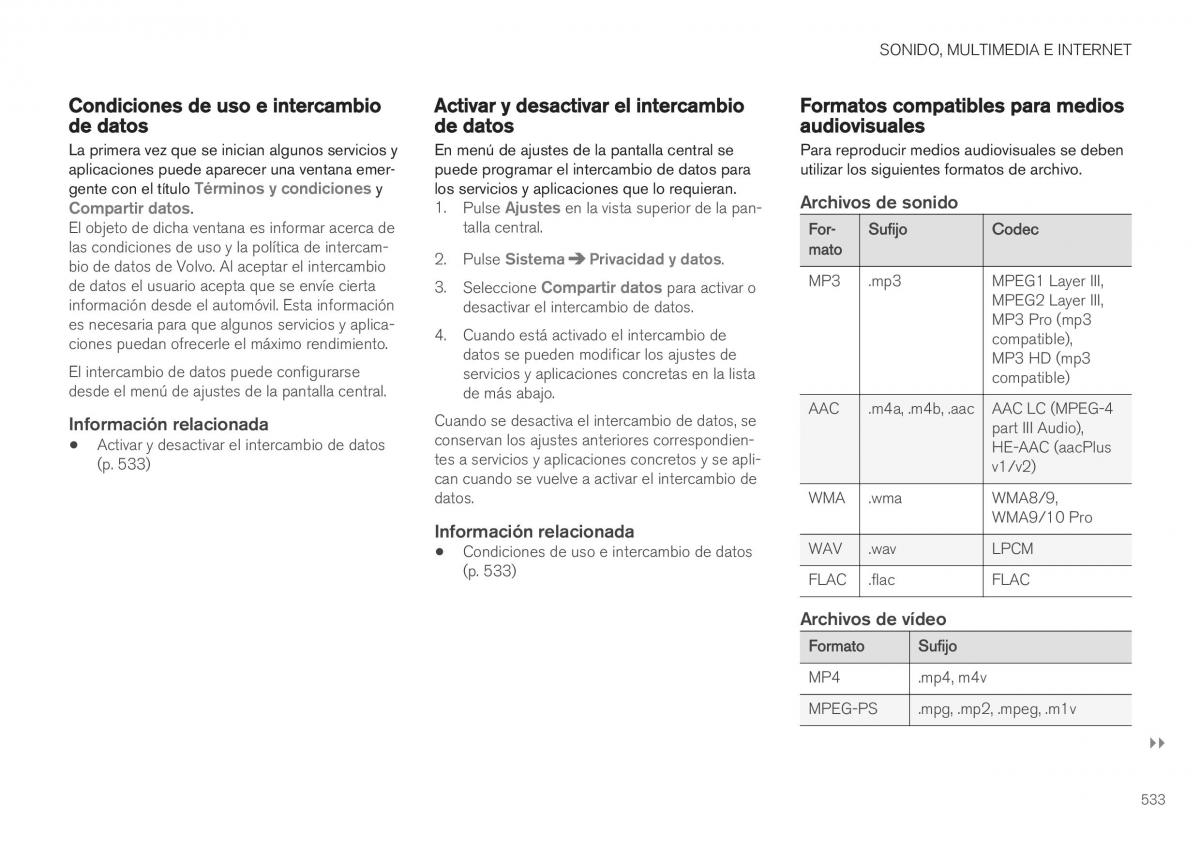 Volvo XC40 manual del propietario / page 535