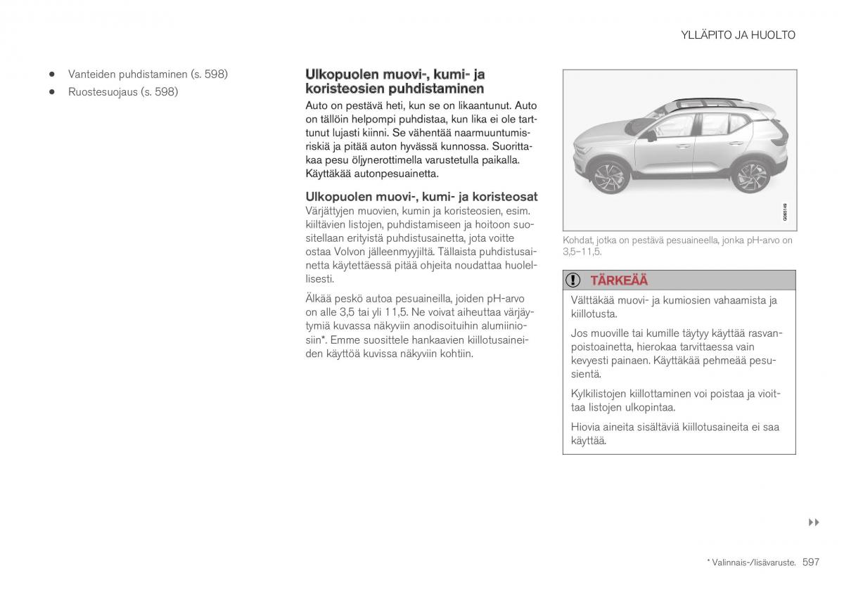 Volvo XC40 omistajan kasikirja / page 599