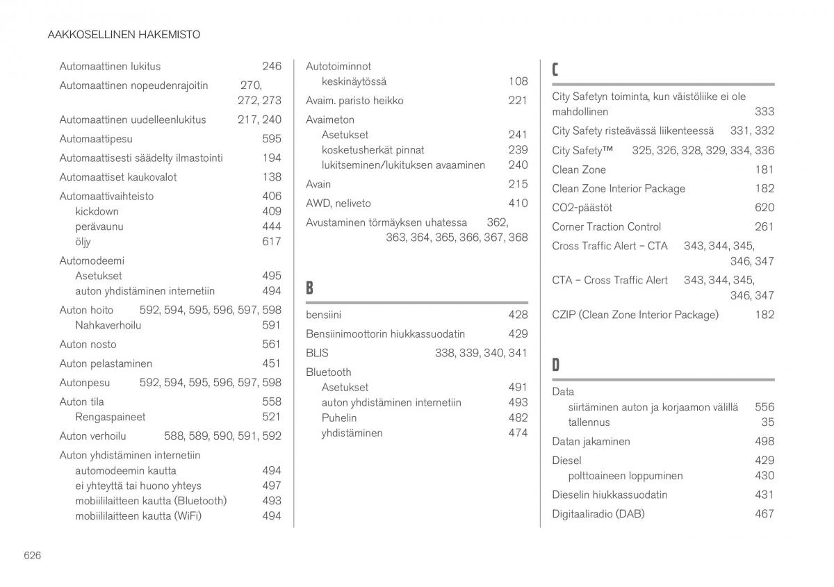 Volvo XC40 omistajan kasikirja / page 628