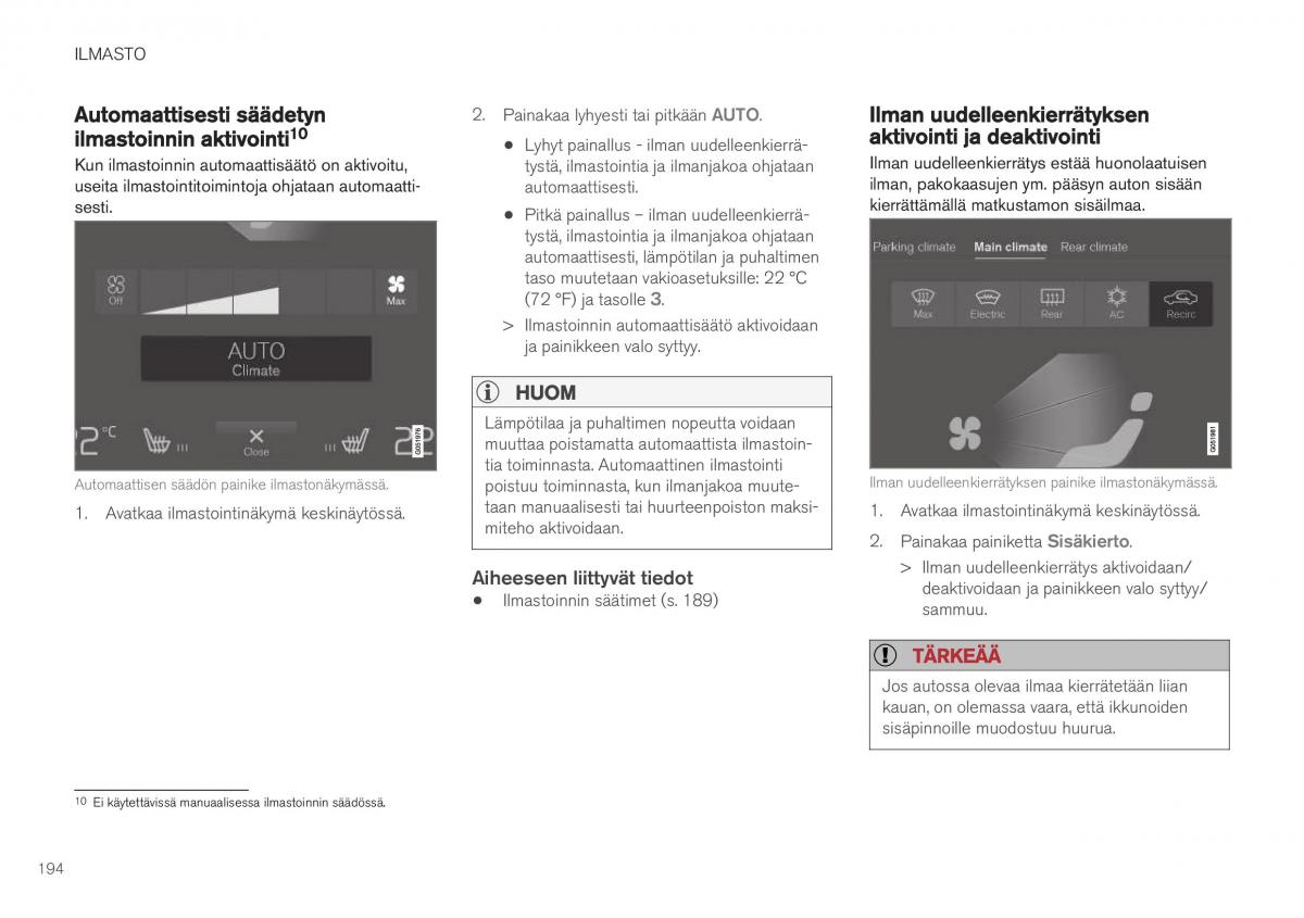 Volvo XC40 omistajan kasikirja / page 196