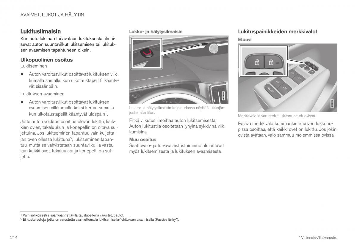 Volvo XC40 omistajan kasikirja / page 216