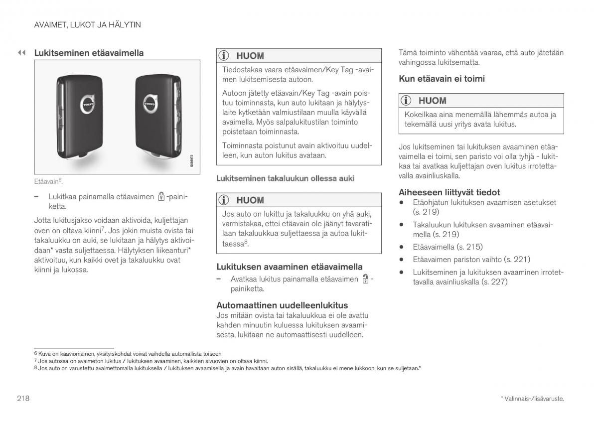 Volvo XC40 omistajan kasikirja / page 220