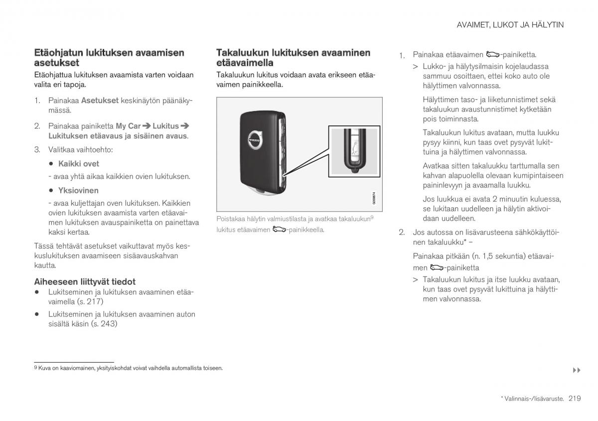 Volvo XC40 omistajan kasikirja / page 221