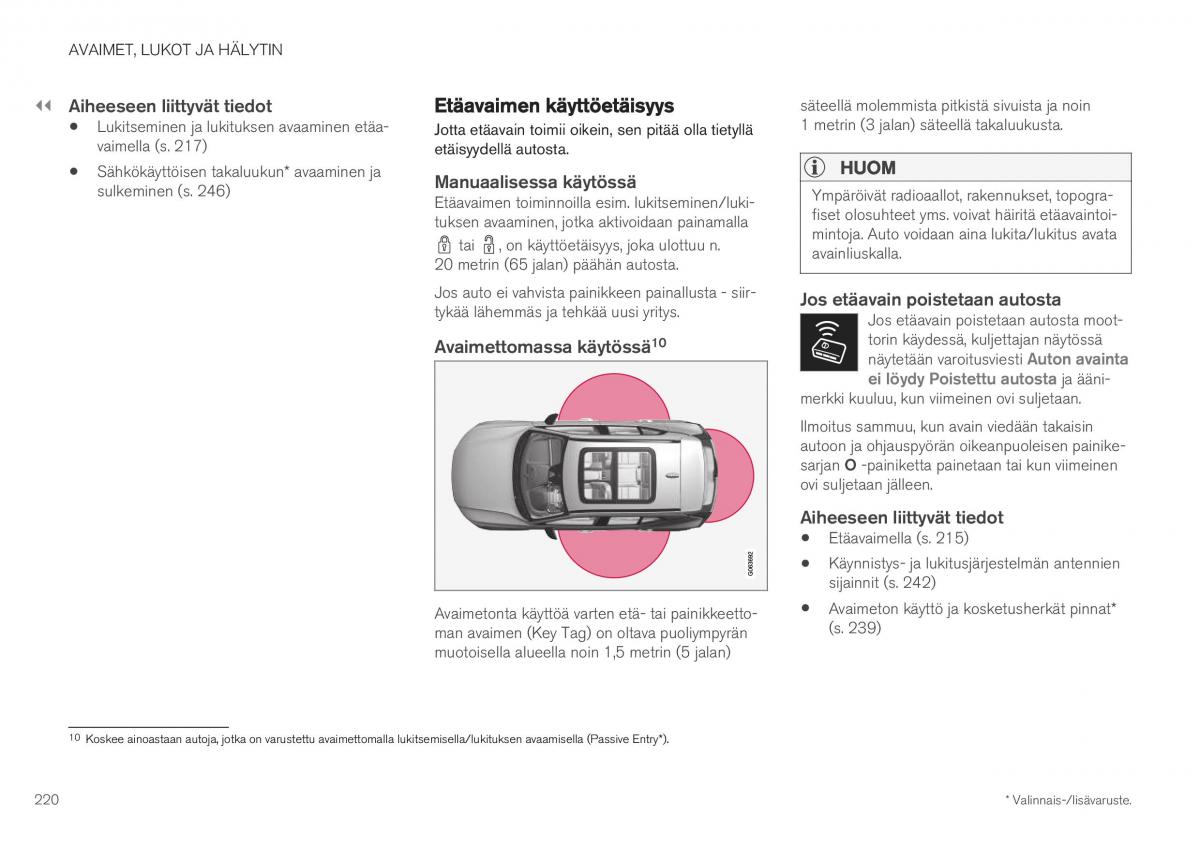 Volvo XC40 omistajan kasikirja / page 222