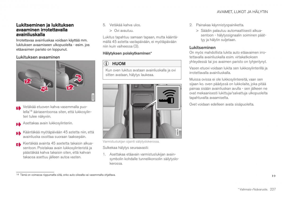 Volvo XC40 omistajan kasikirja / page 229