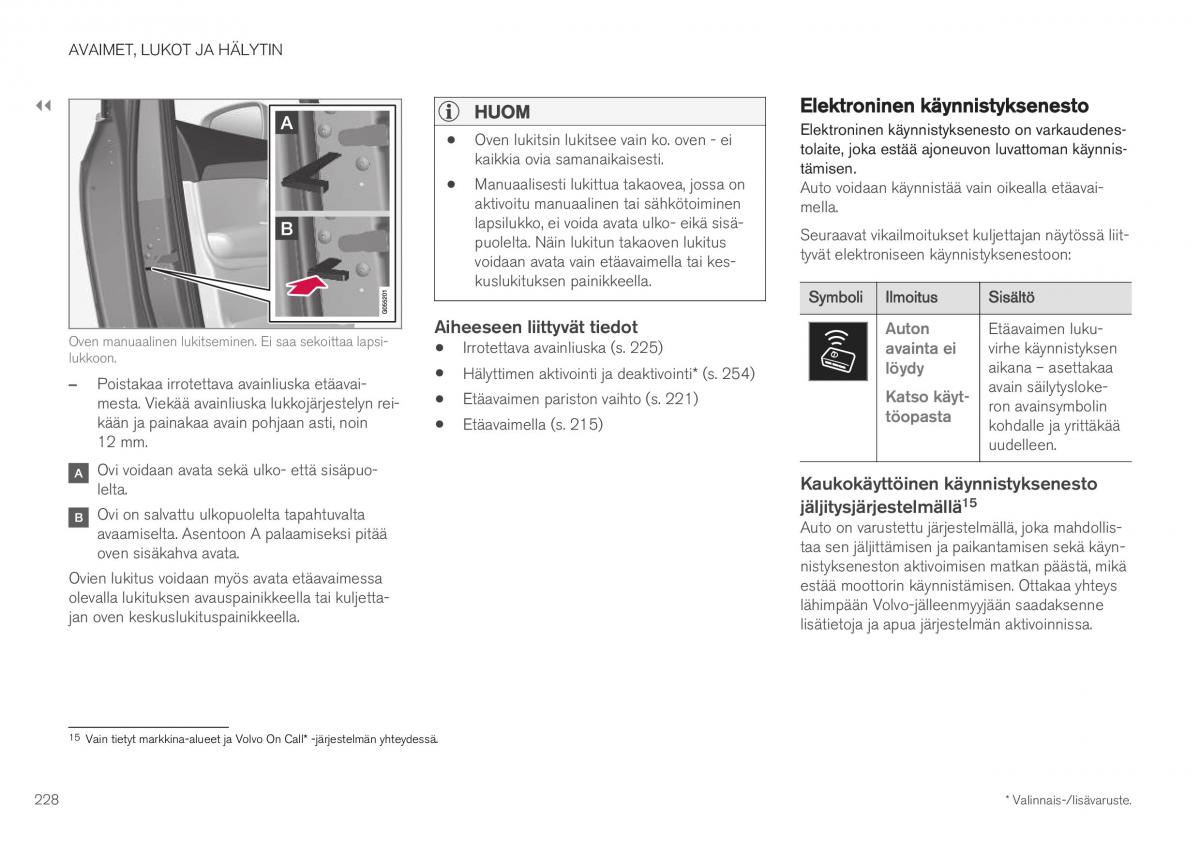 Volvo XC40 omistajan kasikirja / page 230