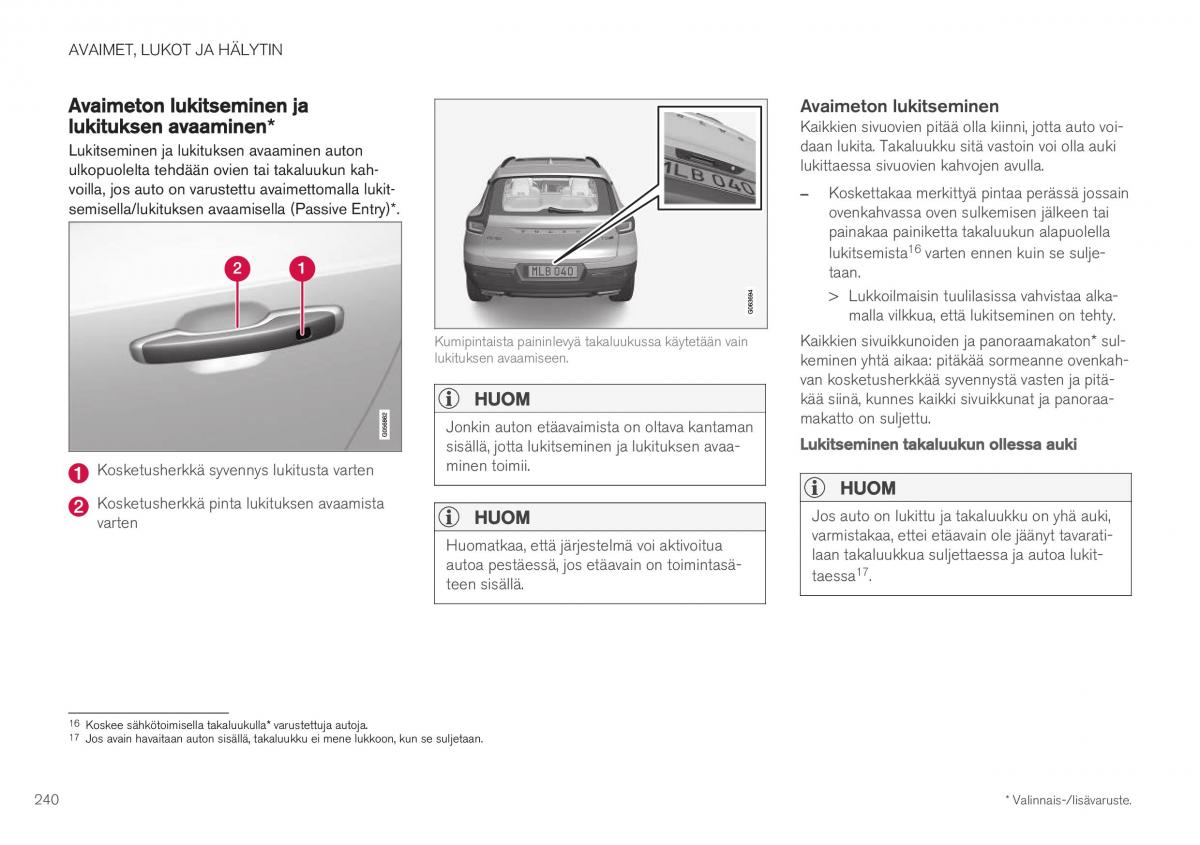 Volvo XC40 omistajan kasikirja / page 242