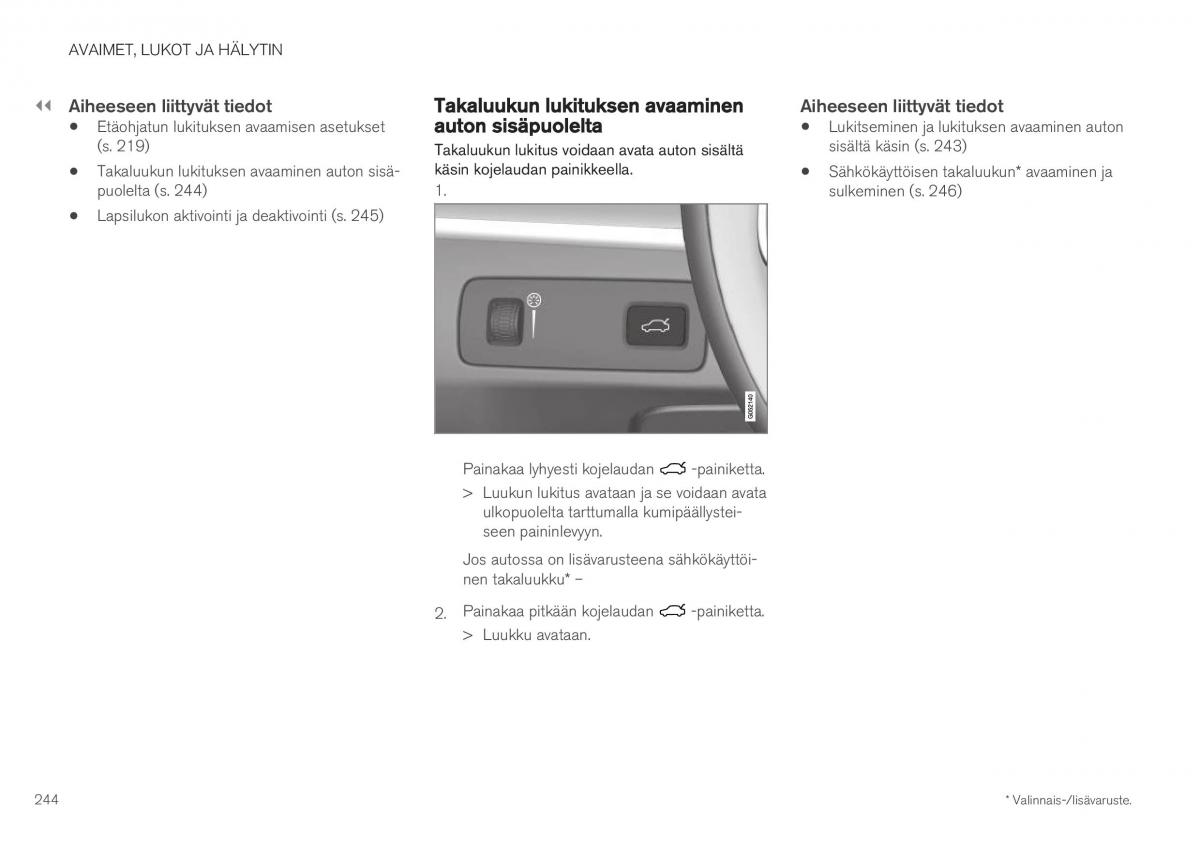 Volvo XC40 omistajan kasikirja / page 246