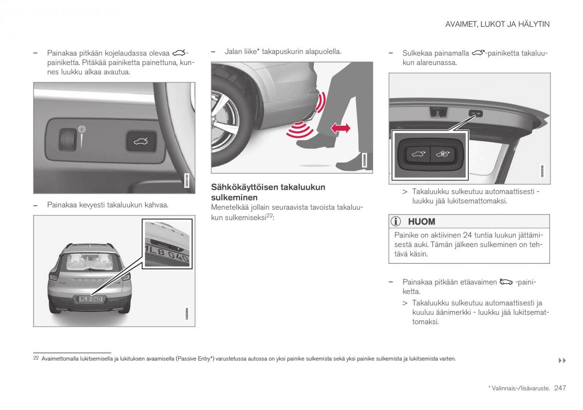 Volvo XC40 omistajan kasikirja / page 249