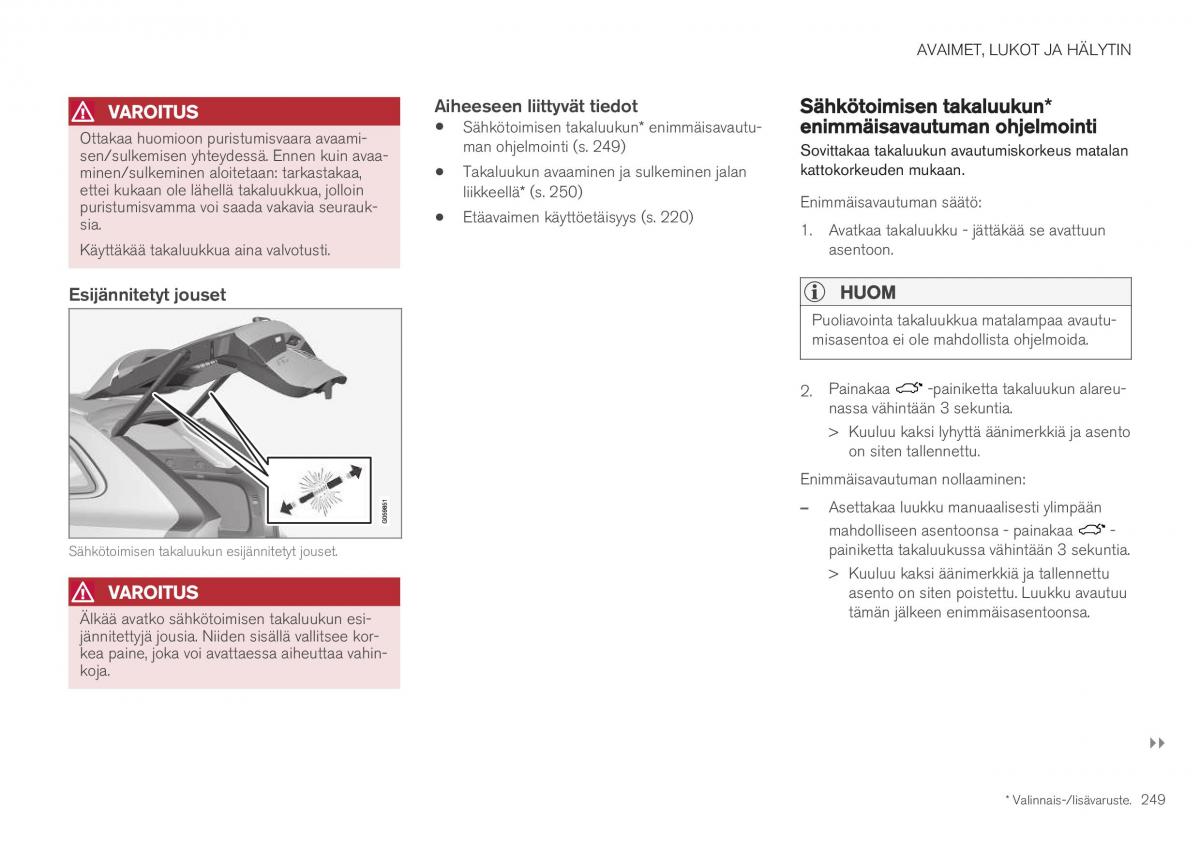 Volvo XC40 omistajan kasikirja / page 251