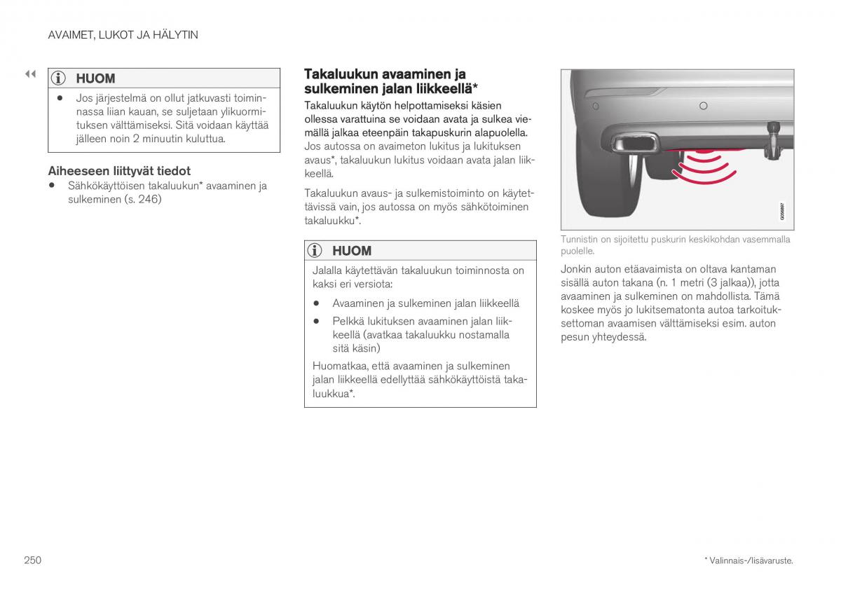 Volvo XC40 omistajan kasikirja / page 252