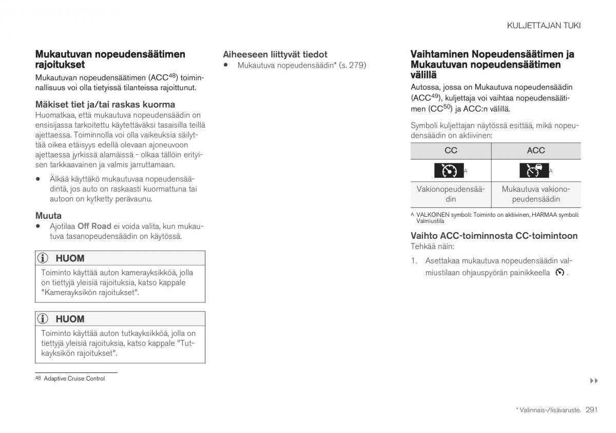 Volvo XC40 omistajan kasikirja / page 293