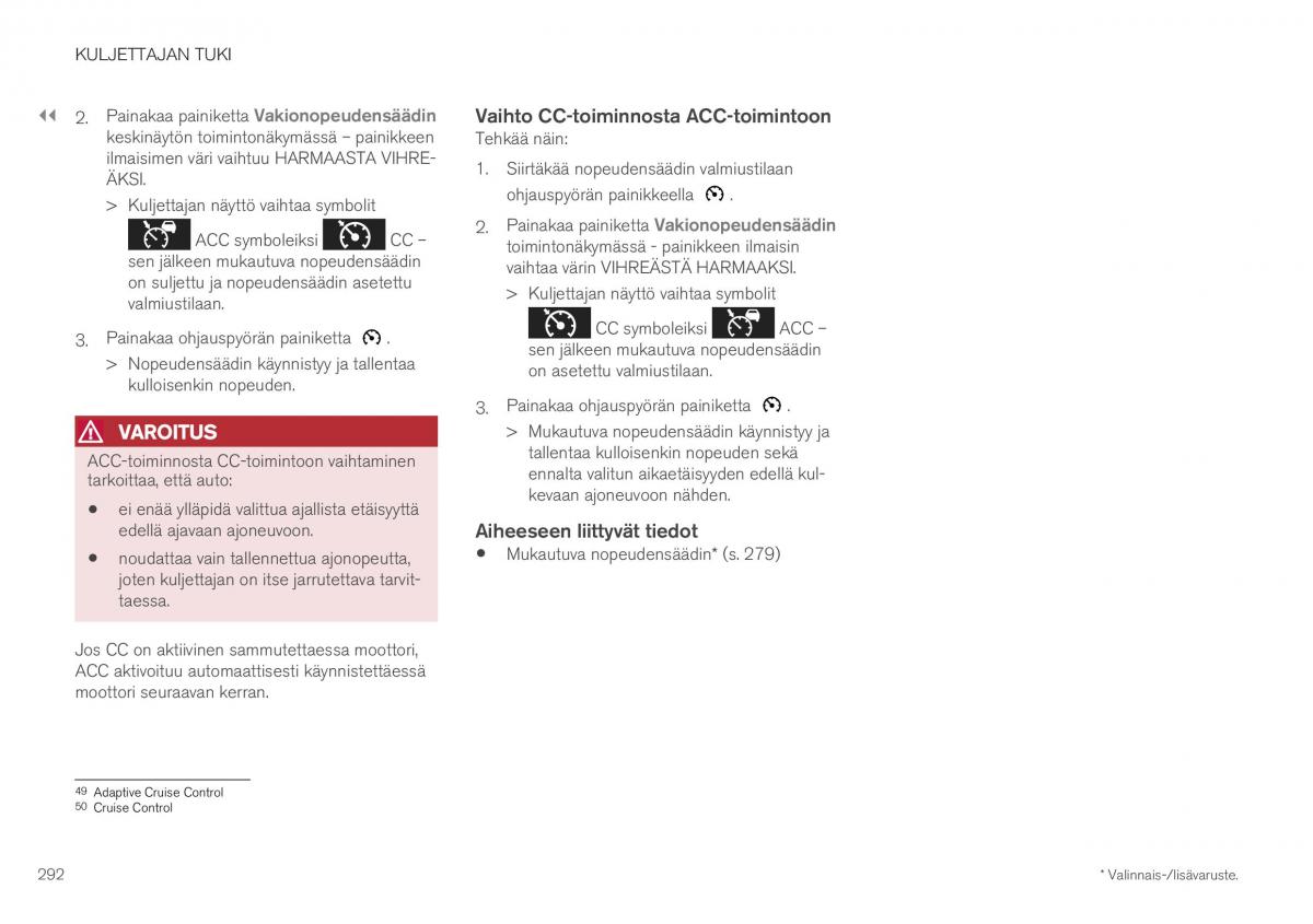 Volvo XC40 omistajan kasikirja / page 294