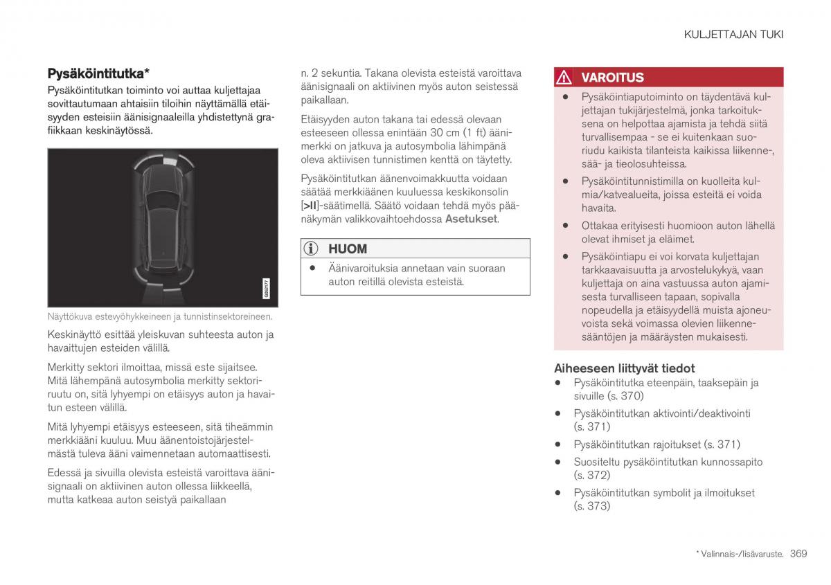 Volvo XC40 omistajan kasikirja / page 371