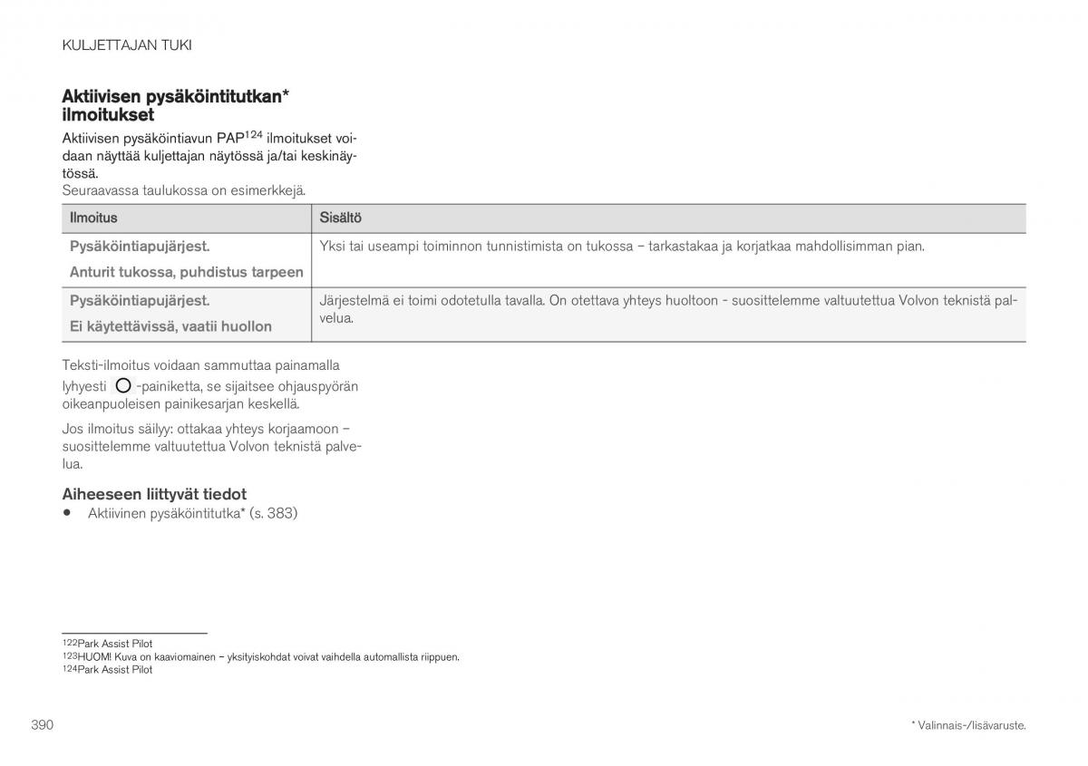 Volvo XC40 omistajan kasikirja / page 392