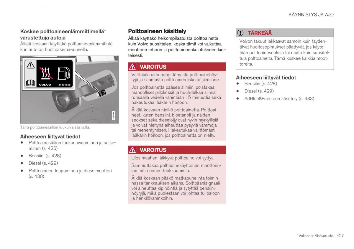 Volvo XC40 omistajan kasikirja / page 429