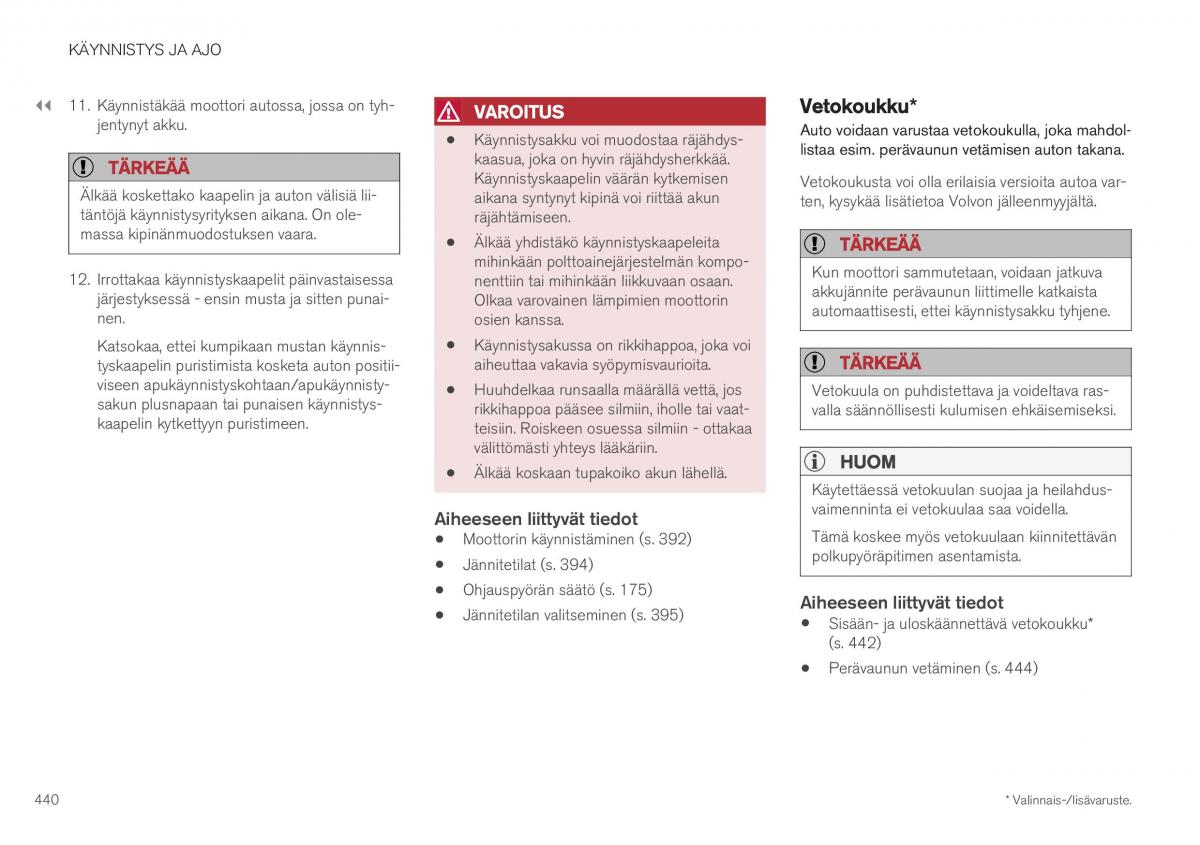 Volvo XC40 omistajan kasikirja / page 442