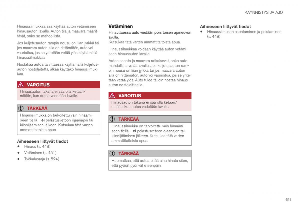Volvo XC40 omistajan kasikirja / page 453