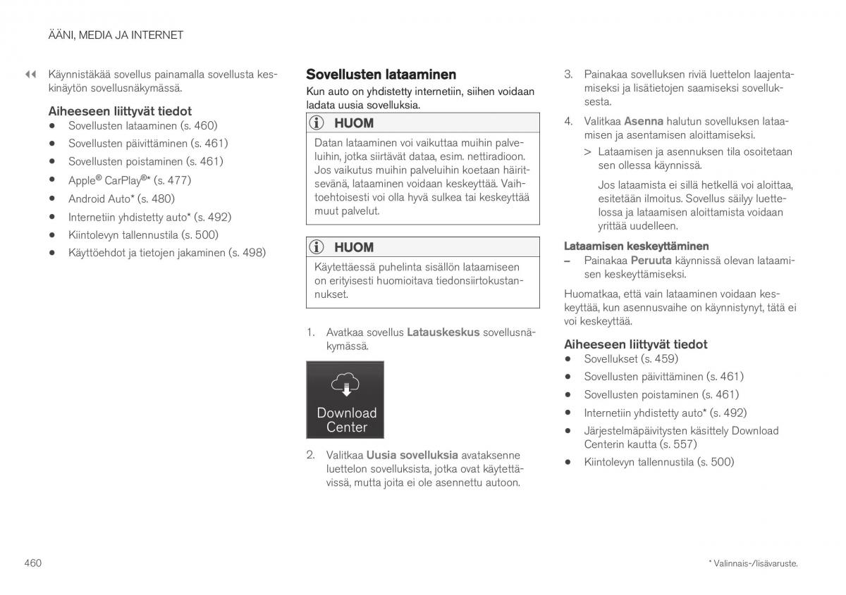 Volvo XC40 omistajan kasikirja / page 462