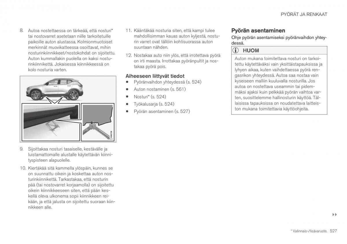 Volvo XC40 omistajan kasikirja / page 529