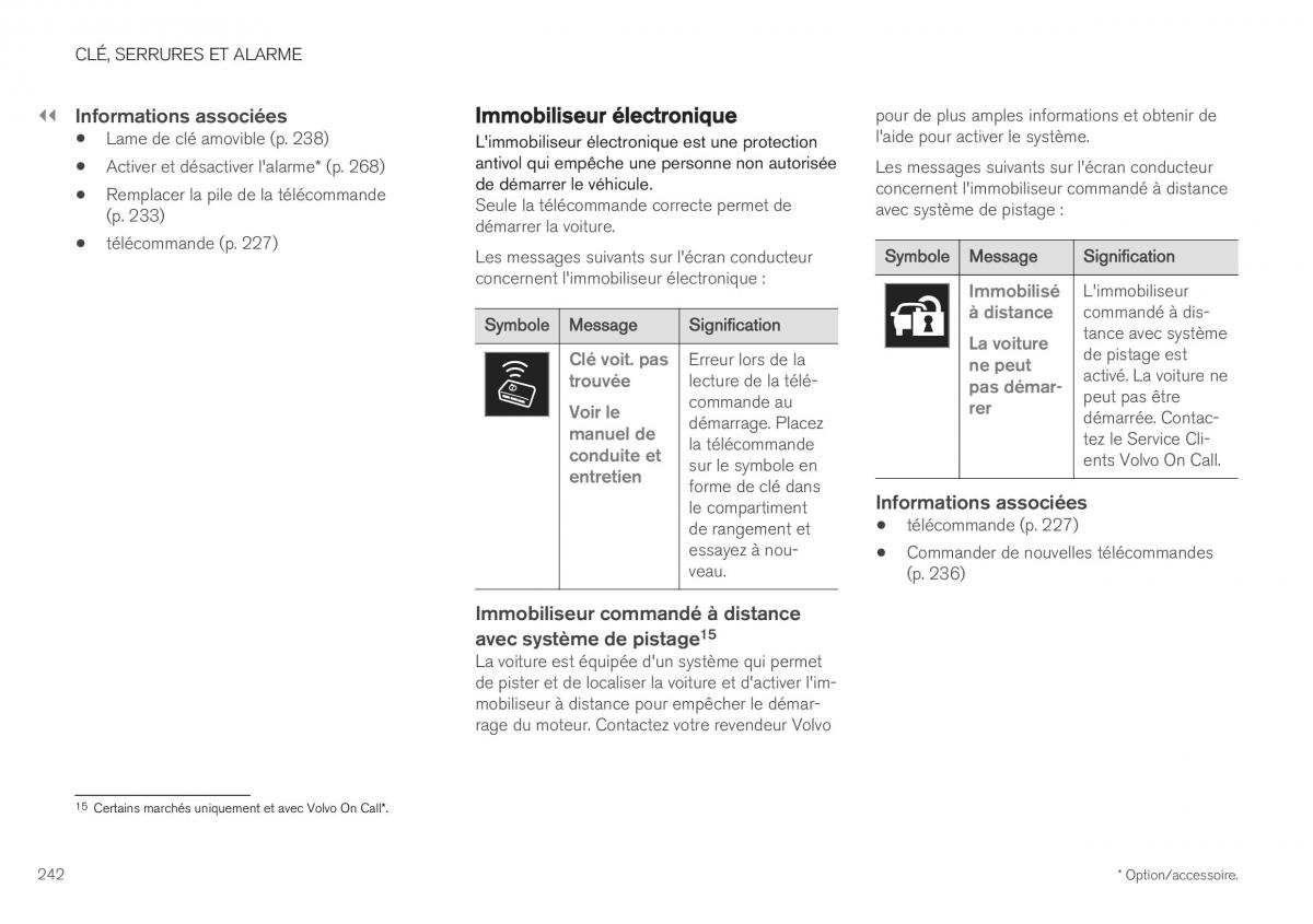 Volvo XC40 manuel du proprietaire / page 244