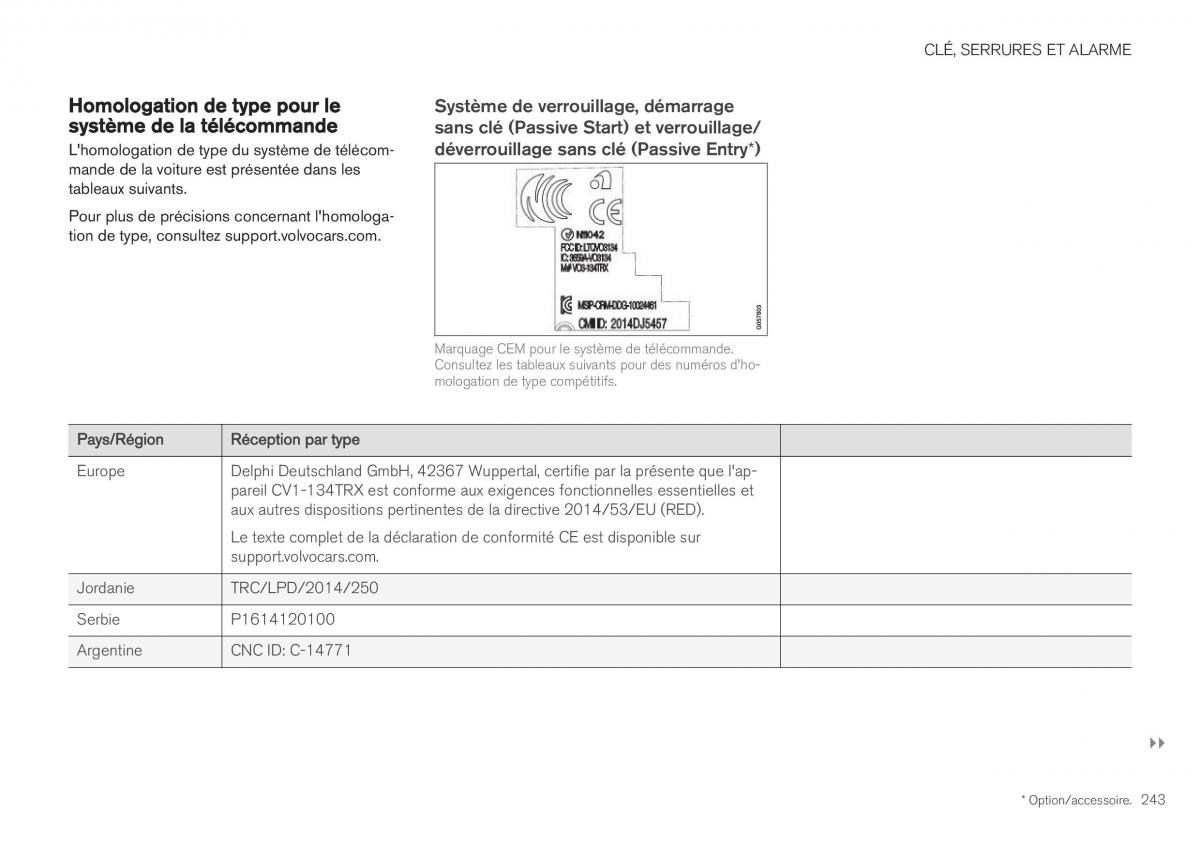 Volvo XC40 manuel du proprietaire / page 245