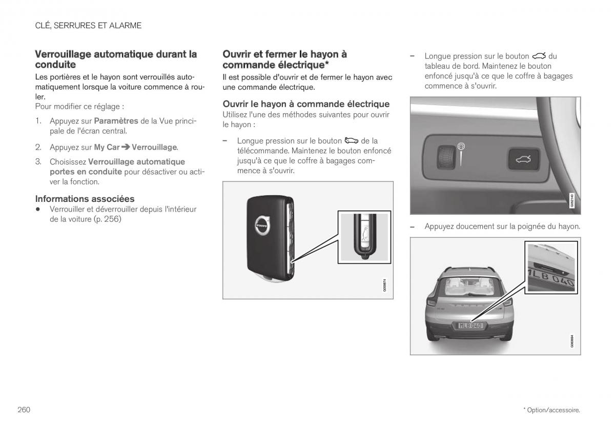 Volvo XC40 manuel du proprietaire / page 262