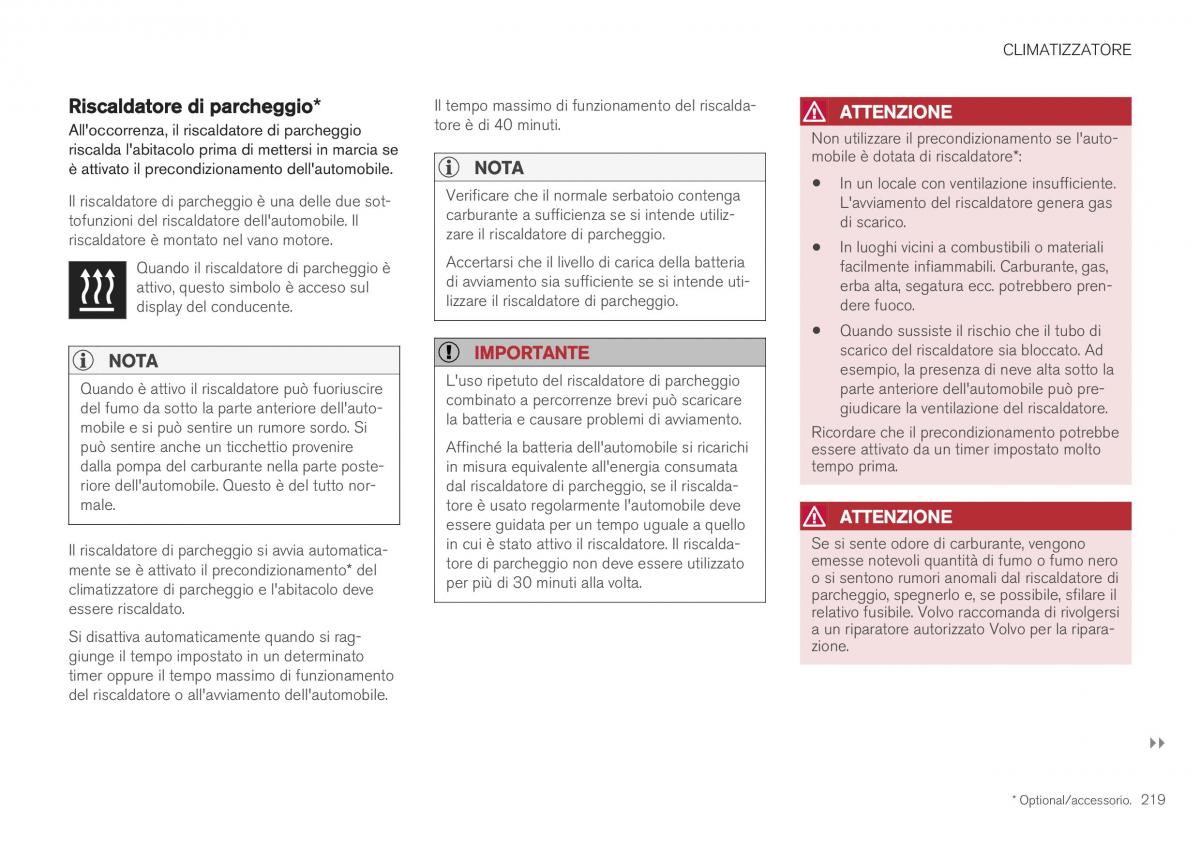 Volvo XC40 manuale del proprietario / page 221