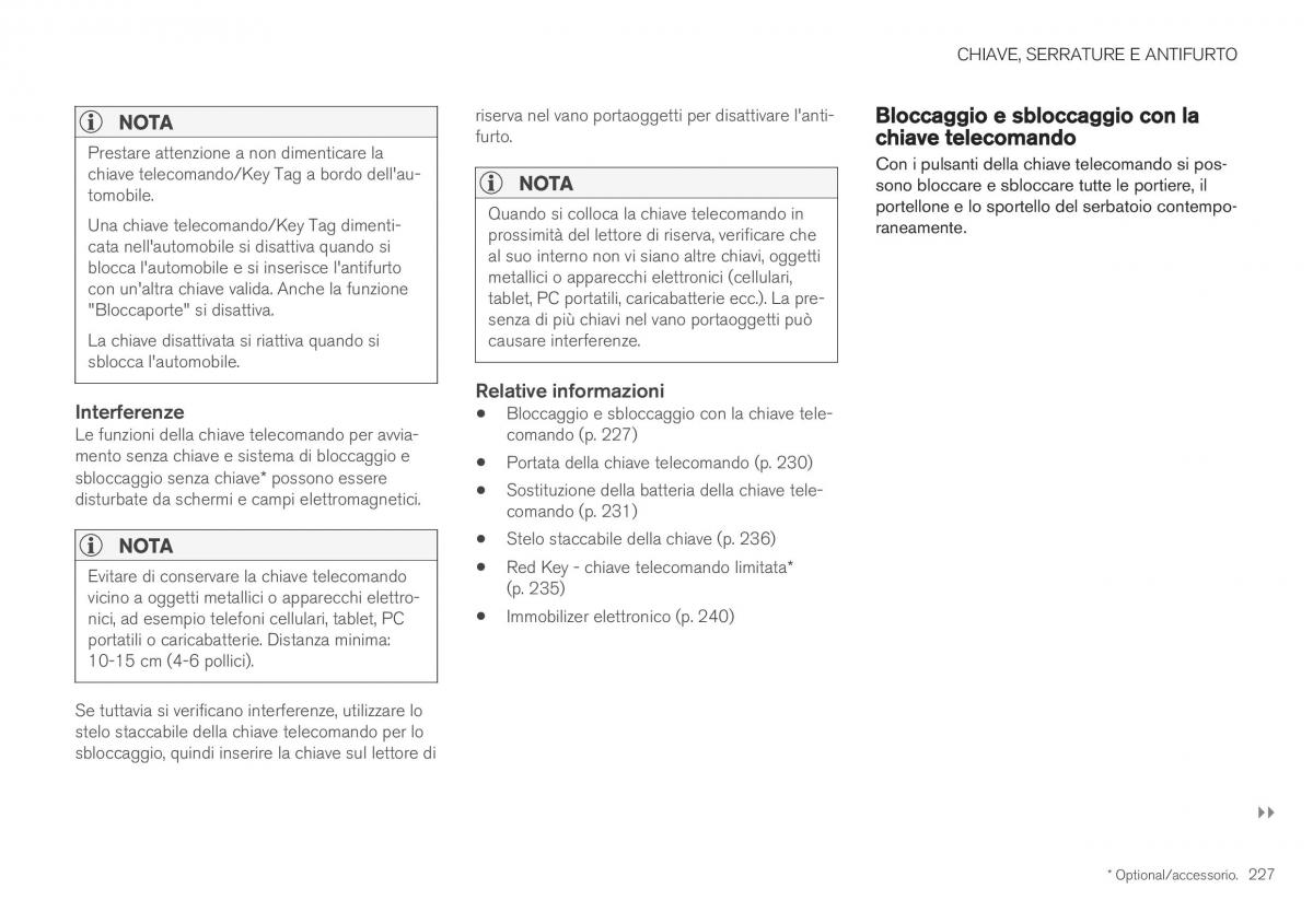 Volvo XC40 manuale del proprietario / page 229