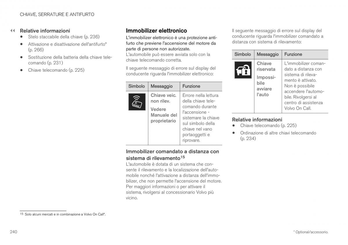 Volvo XC40 manuale del proprietario / page 242