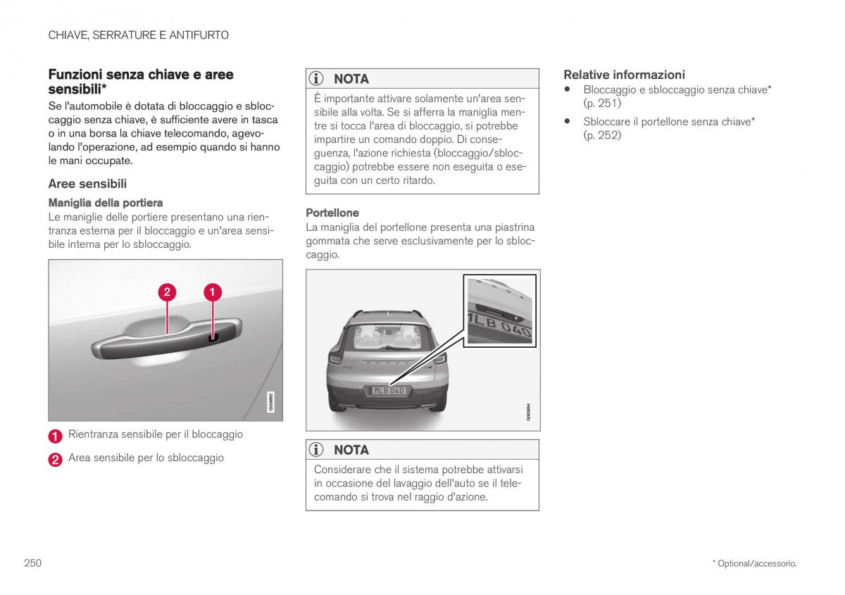 Volvo XC40 manuale del proprietario / page 252