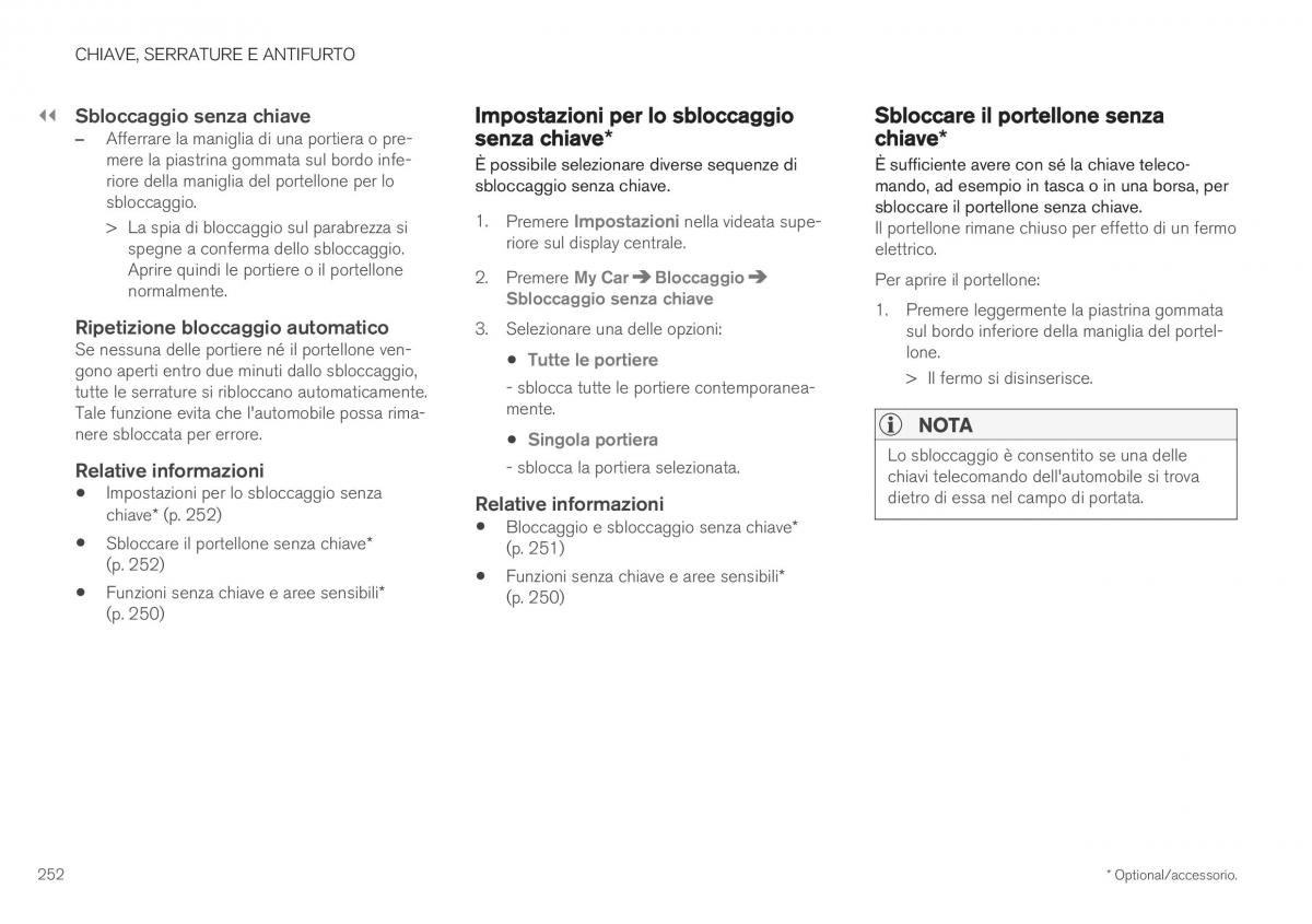 Volvo XC40 manuale del proprietario / page 254