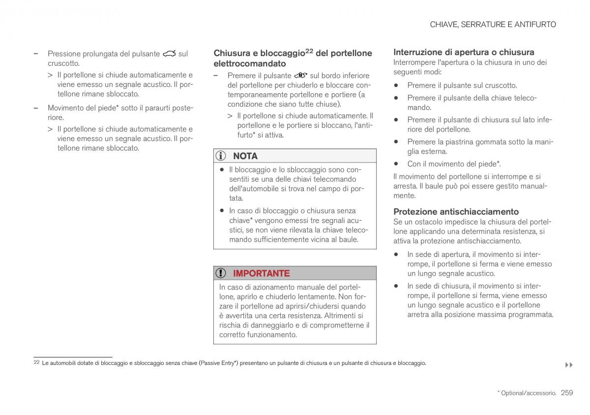 Volvo XC40 manuale del proprietario / page 261