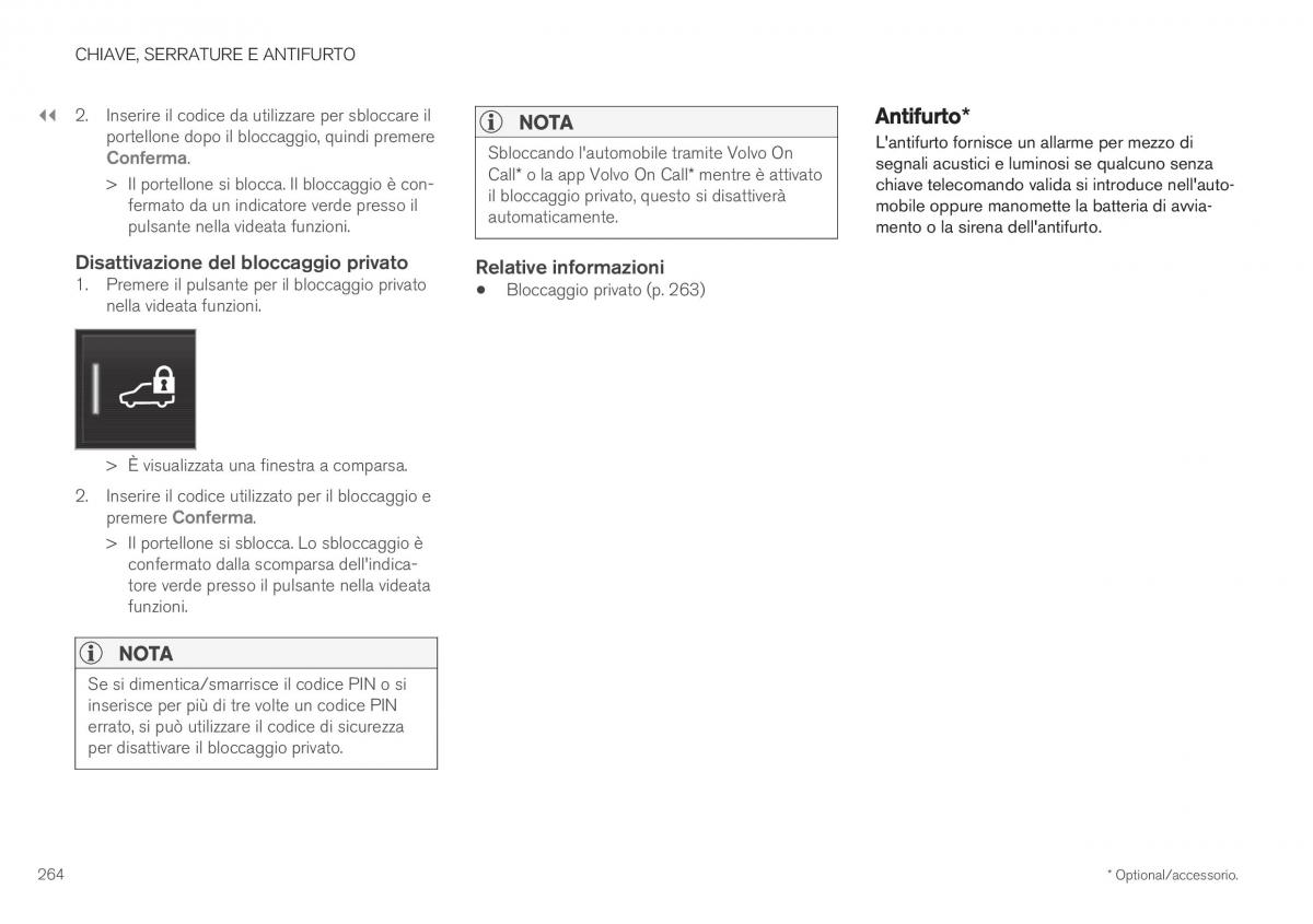 Volvo XC40 manuale del proprietario / page 266