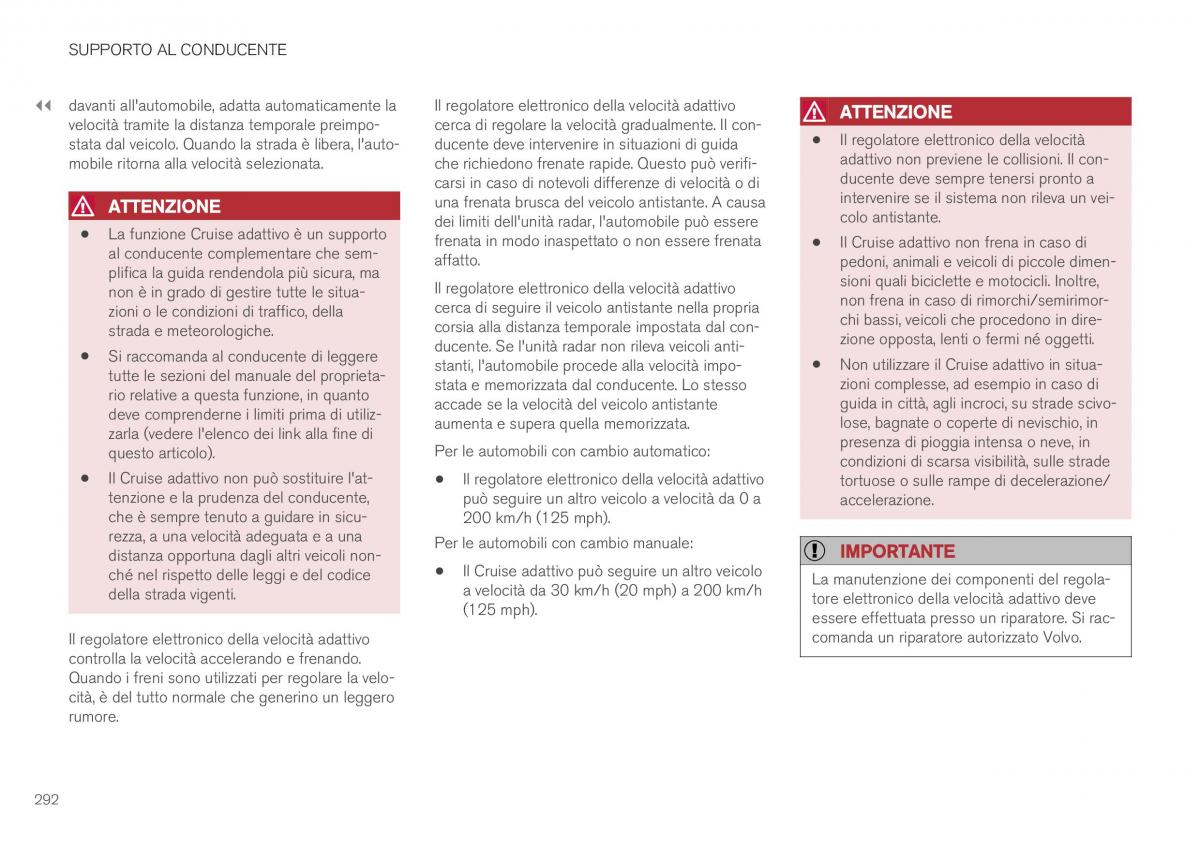 Volvo XC40 manuale del proprietario / page 294