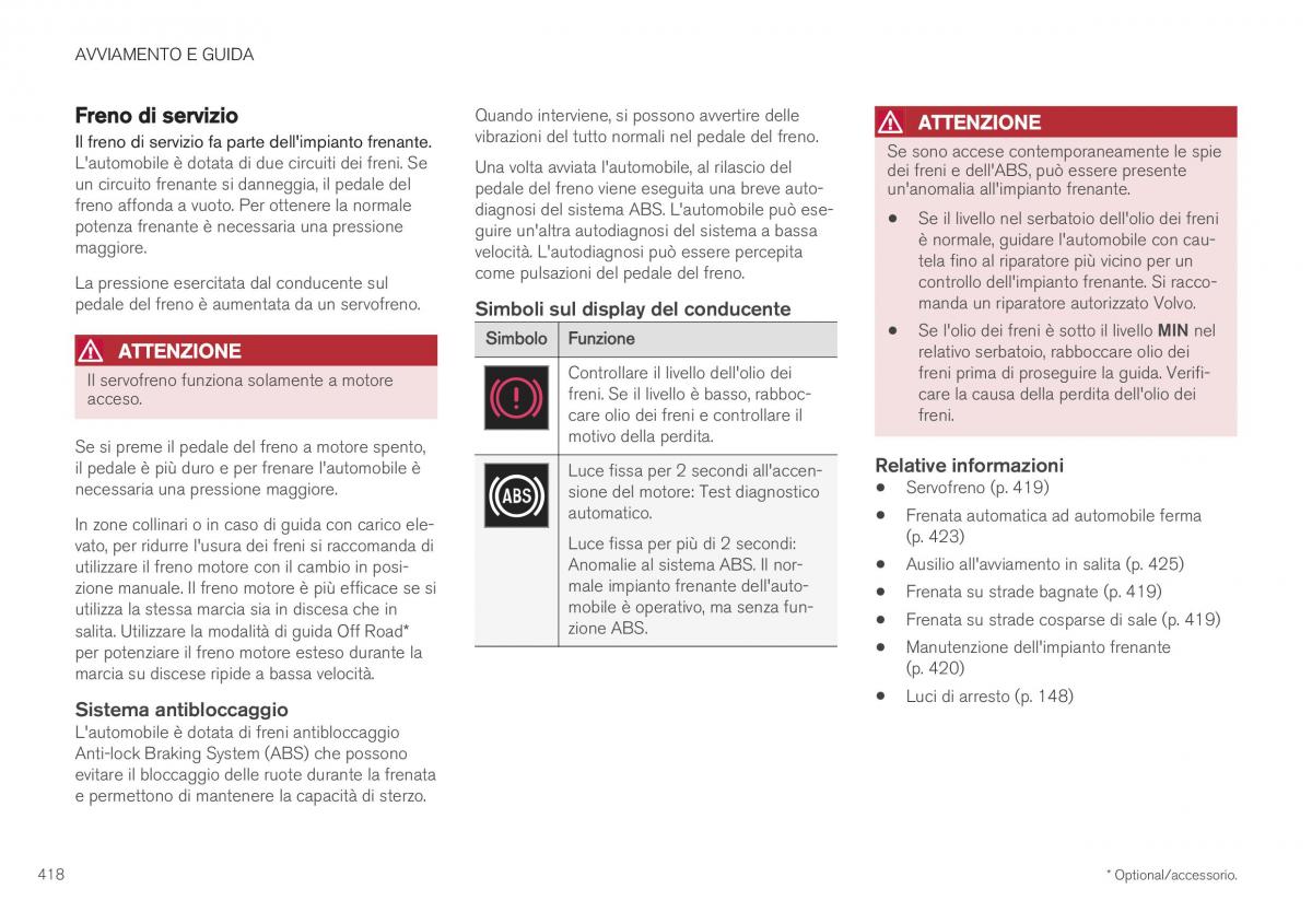 Volvo XC40 manuale del proprietario / page 420