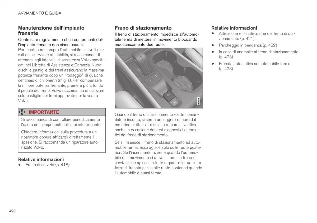 Volvo XC40 manuale del proprietario / page 422