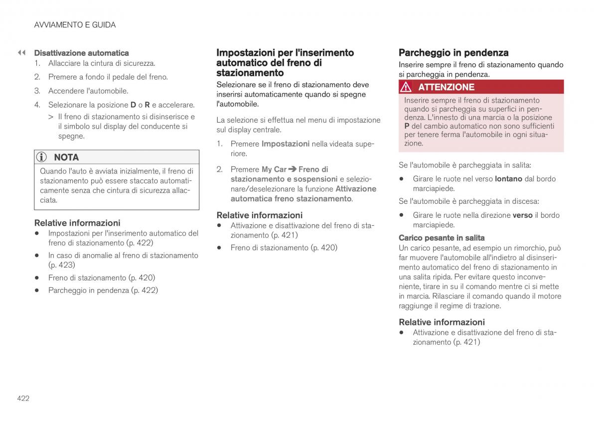 Volvo XC40 manuale del proprietario / page 424