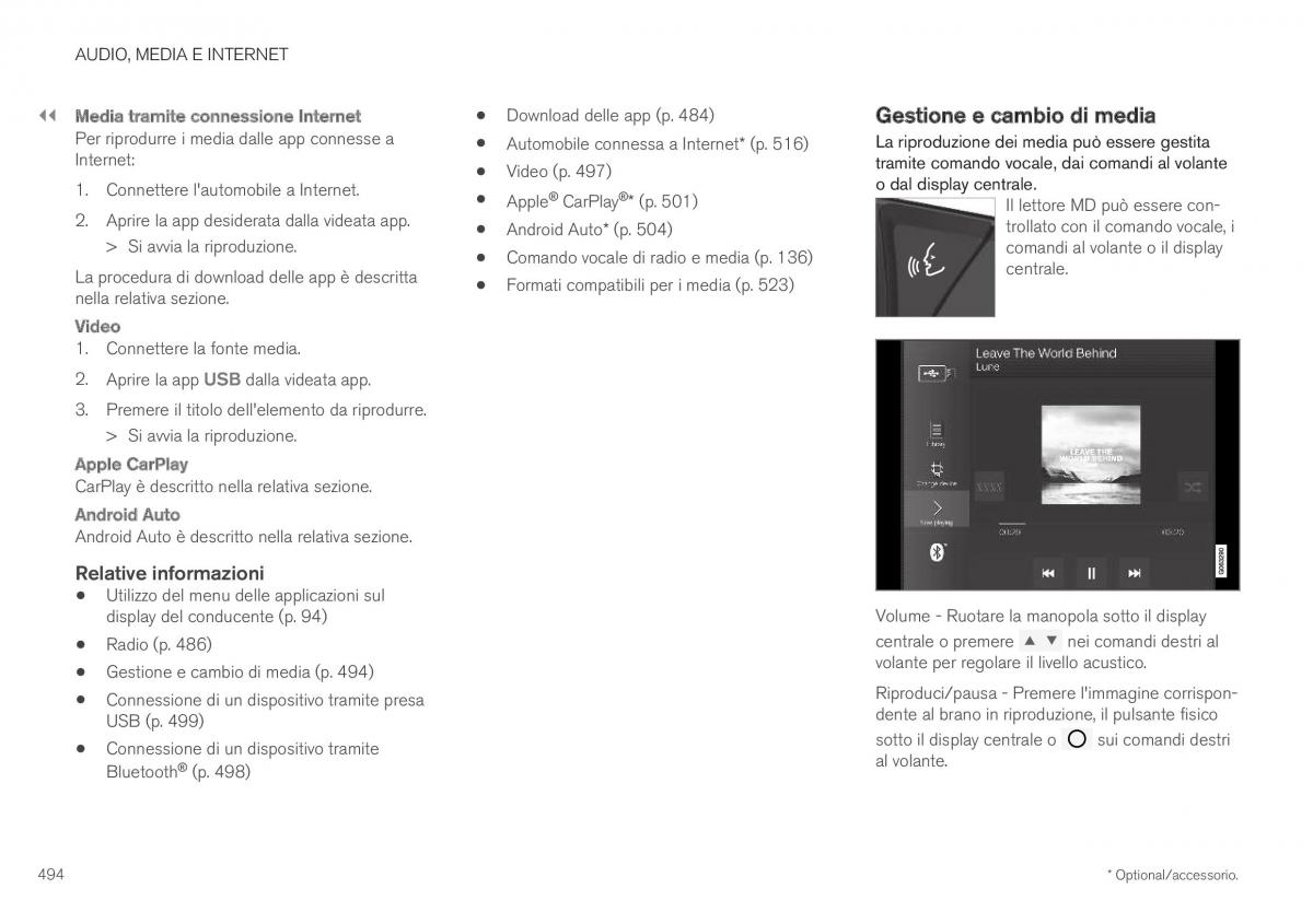 Volvo XC40 manuale del proprietario / page 496