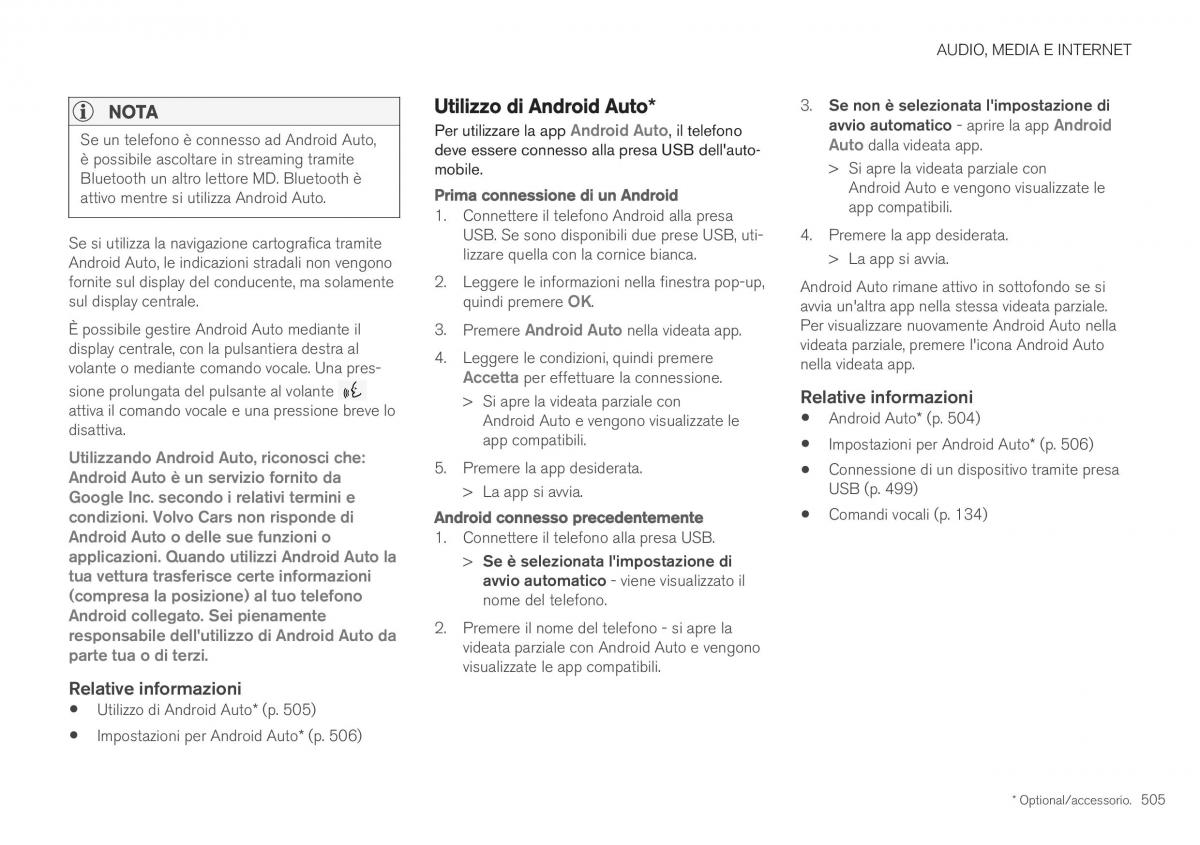 Volvo XC40 manuale del proprietario / page 507